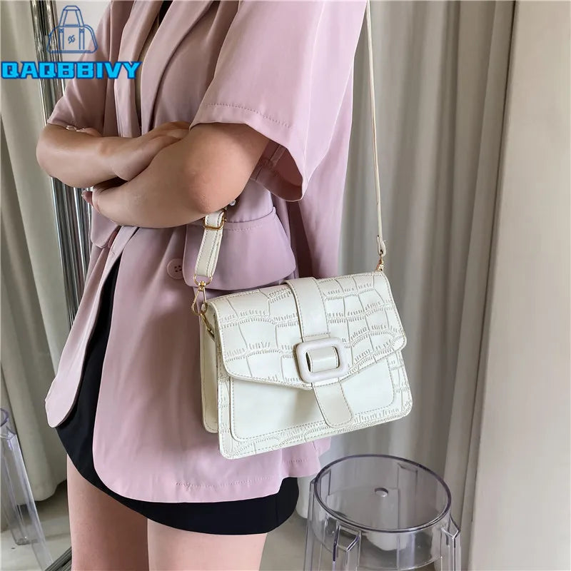 Vintage Crocodile Pattern Shoulder Bag Women PU Leather Crossbody Bags
