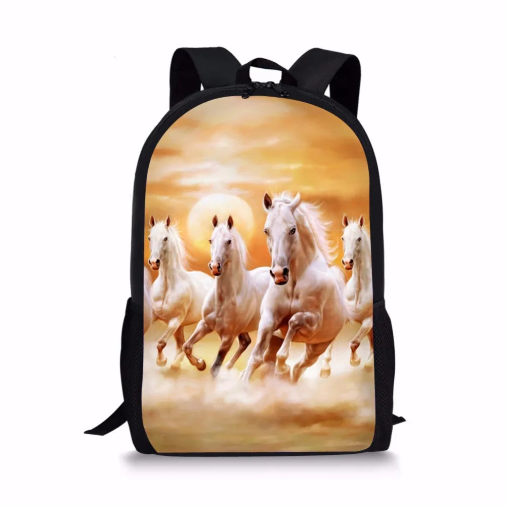Horse School Bag for Girls Kids Backpack Satchel Mochila