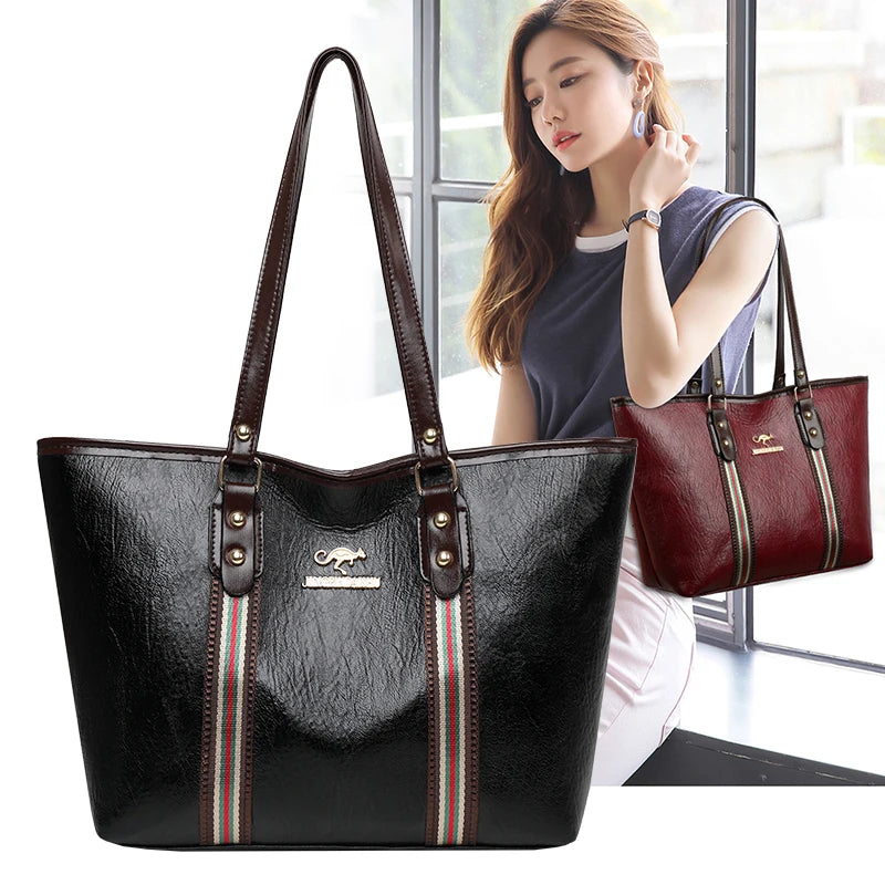 Large Women's Bag High PU Leather Shoulder Bags Ladies Wild Bags