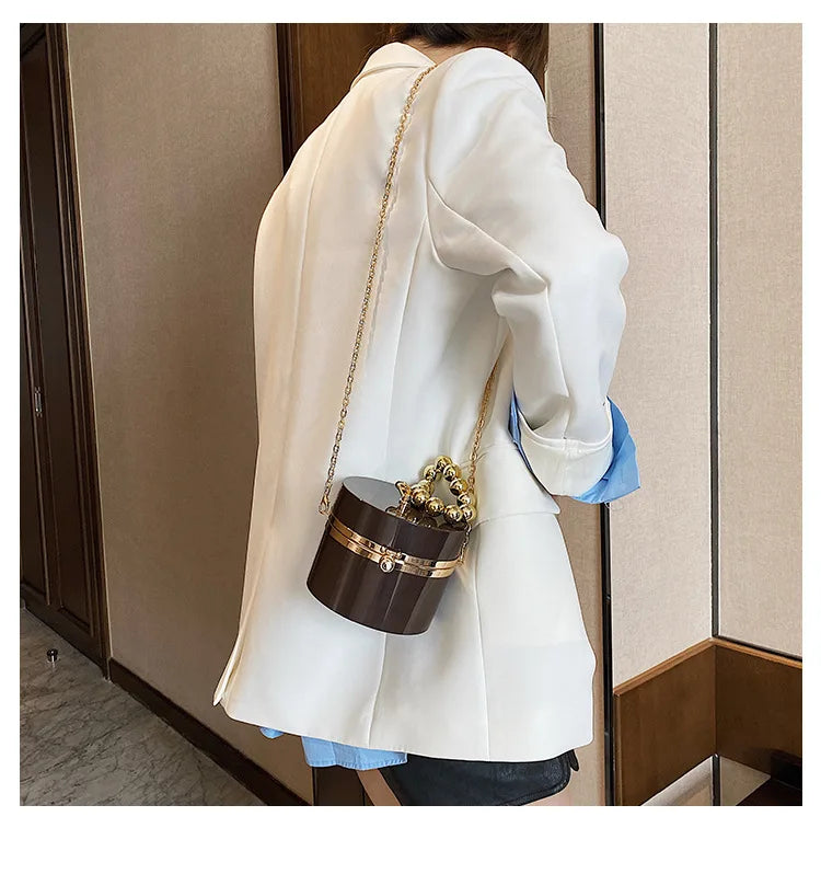 Clear Jelly Acrylic Box Handbag Chain Women Evening Party Shoulder Bag Totes