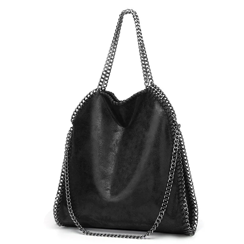 Vintage Chains Women Handbag Casual Ladies Shopping Shoulder Bag Large Capacity