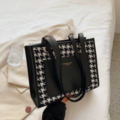 Winter Vintage Shoulder Bag Women Tote Plaid Pacthwork High Handbags