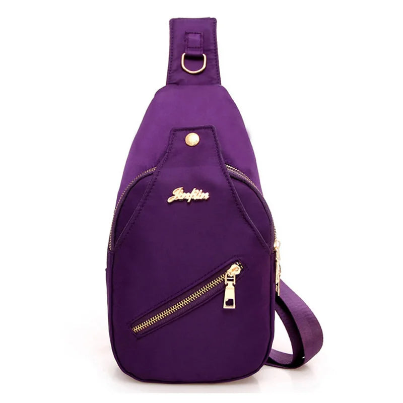 Women Chest Pack Casual Crossbody Bag Nylon Waterproof Small Shoulder