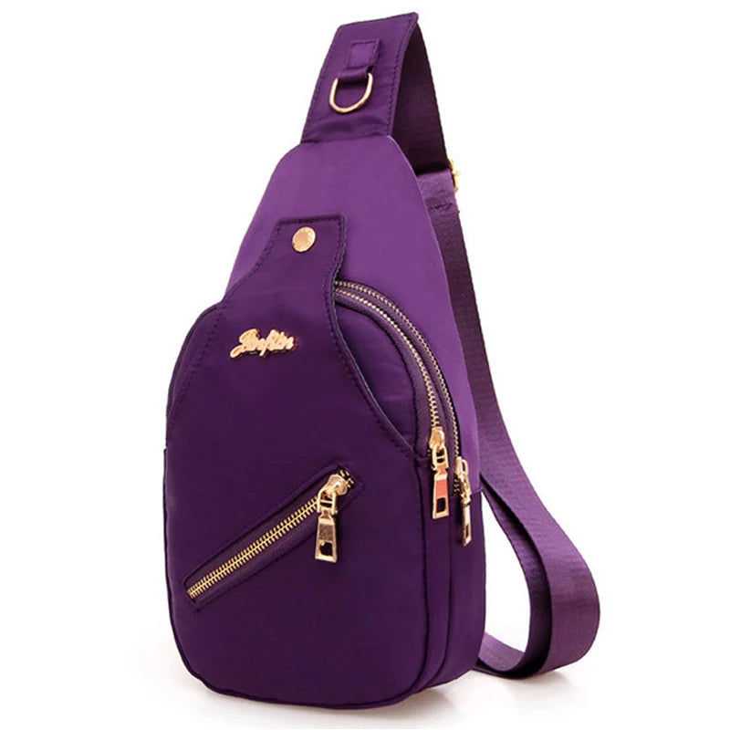 Women Chest Pack Casual Crossbody Bag Nylon Waterproof Small Shoulder