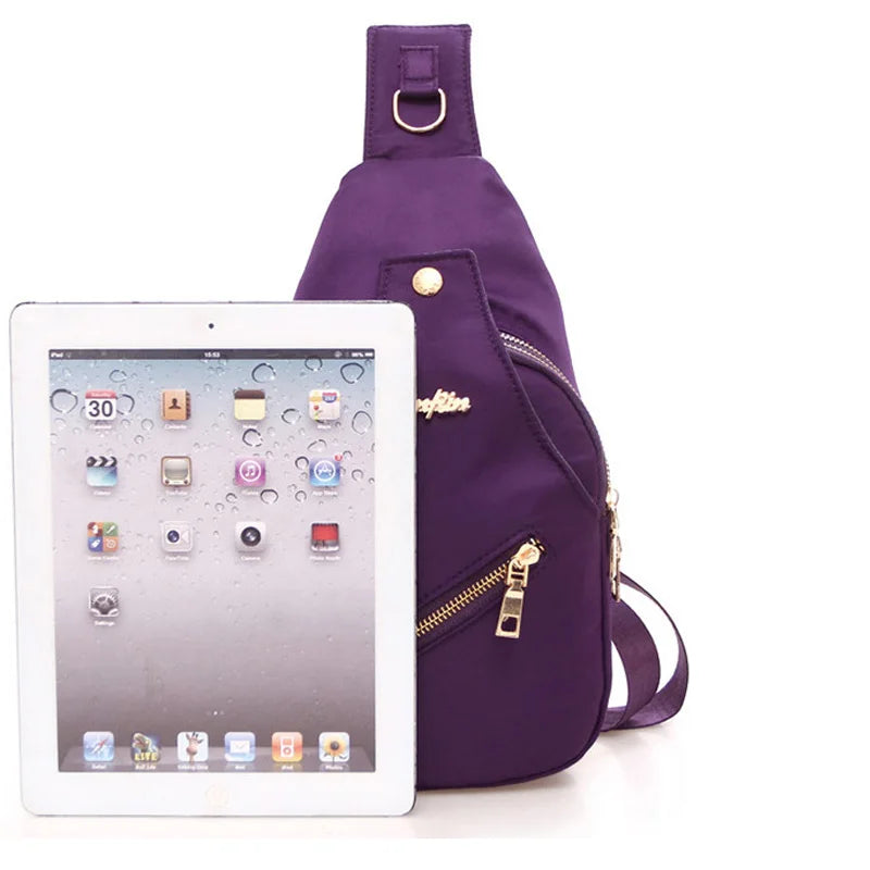 Women Chest Pack Casual Crossbody Bag Nylon Waterproof Small Shoulder
