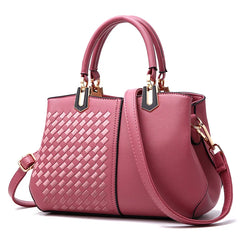 Embroidered Shopper Tote Thread Braided Shoulder Bag