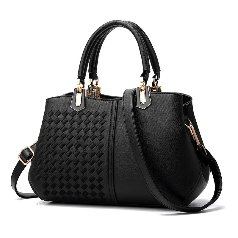 Embroidered Shopper Tote Thread Braided Shoulder Bag