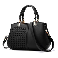 Embroidered Shopper Tote Thread Braided Shoulder Bag