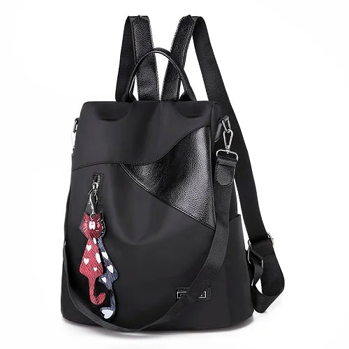 Nylon Women Backpack Female Travel Waterproof Leather Bag School Backpacks