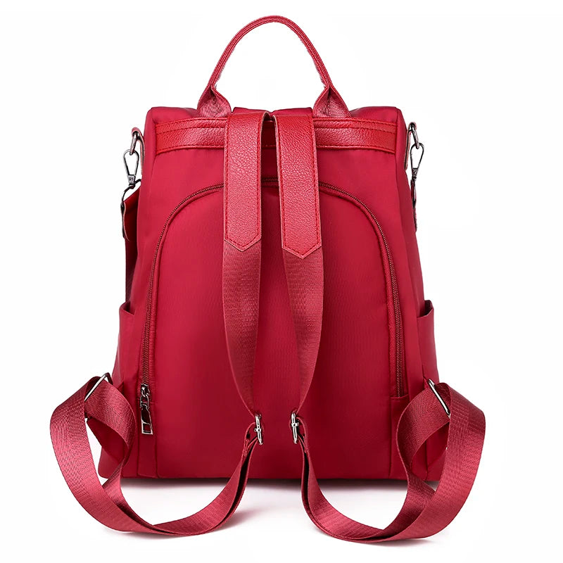 Nylon Women Backpack Female Travel Waterproof Leather Bag School Backpacks