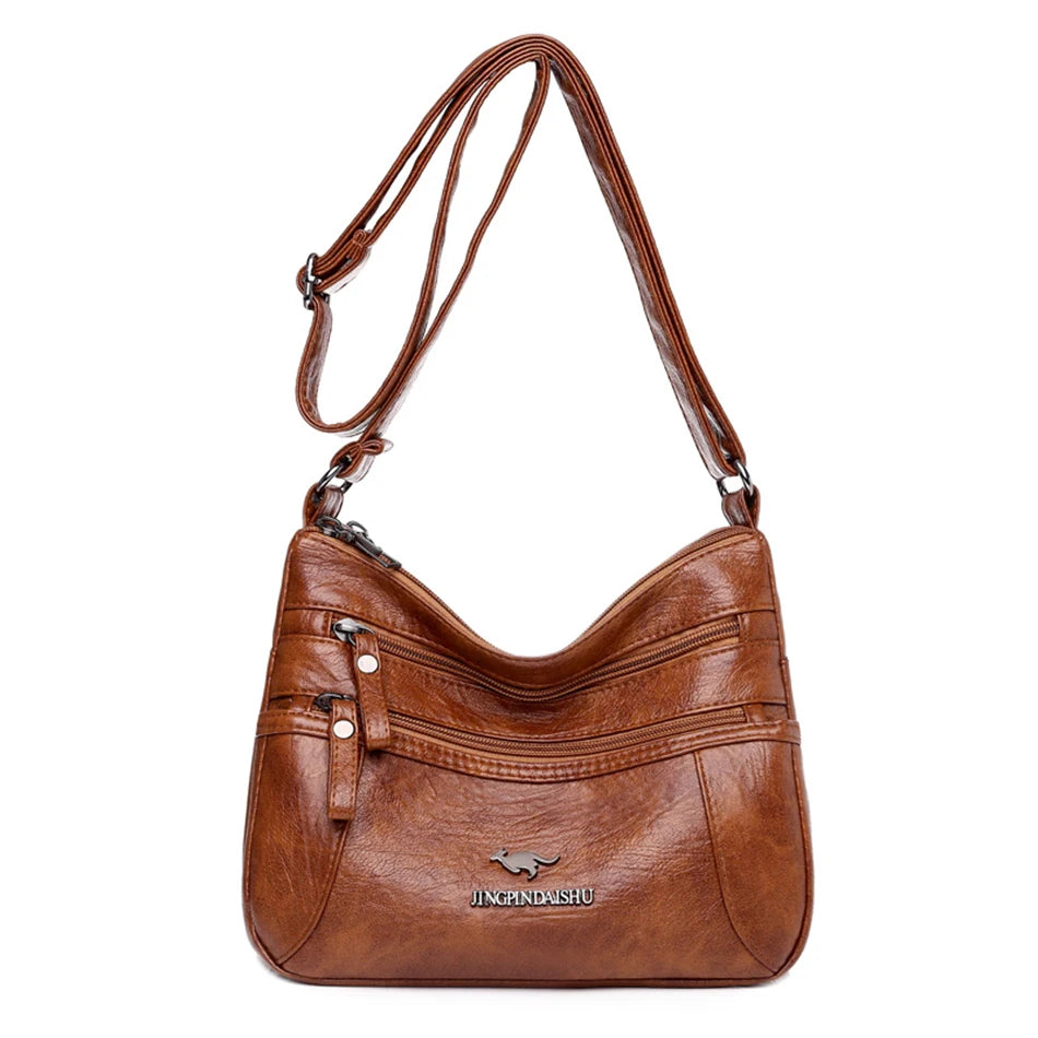 Women Soft Leather Shoulder Bag Classic Crossbody Handbag Purse
