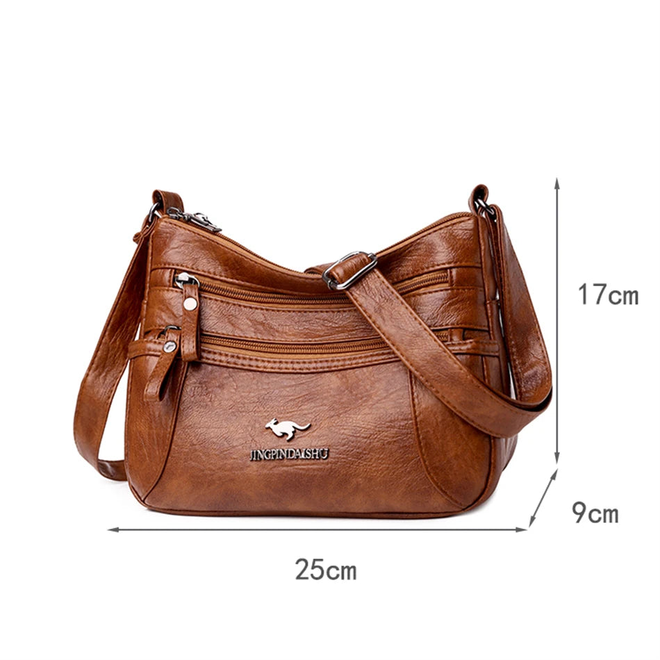 Women Soft Leather Shoulder Bag Classic Crossbody Handbag Purse