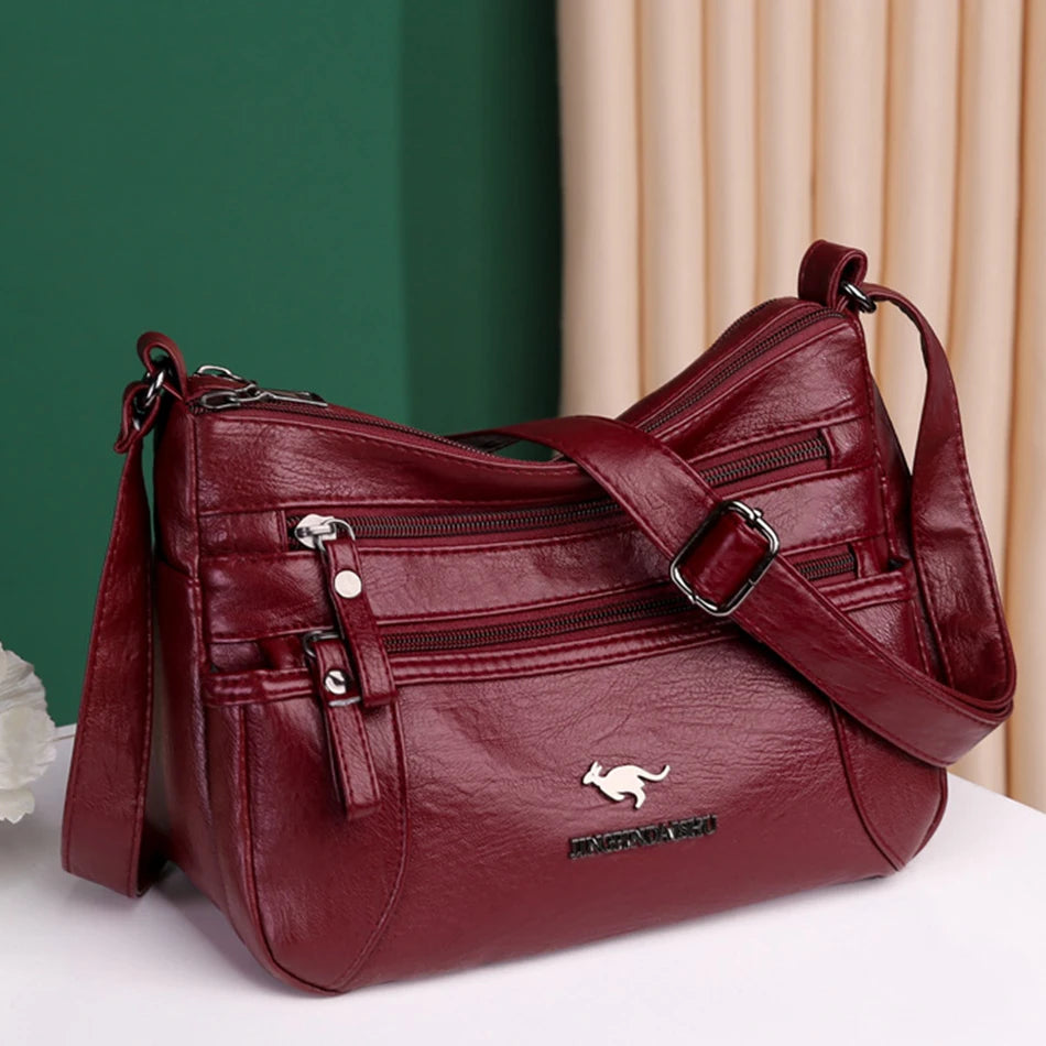 Women Soft Leather Shoulder Bag Classic Crossbody Handbag Purse