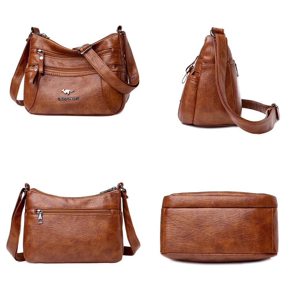 Women Soft Leather Shoulder Bag Classic Crossbody Handbag Purse
