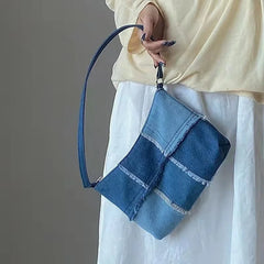 Women's Denim Patchwork Shoulder Bag Retro Handbag Totes Cell Phone Bags