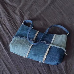Women's Denim Patchwork Shoulder Bag Retro Handbag Totes Cell Phone Bags