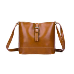 Vintage Leather Bucket Bag Women's Shoulder Crossbody Bolsos