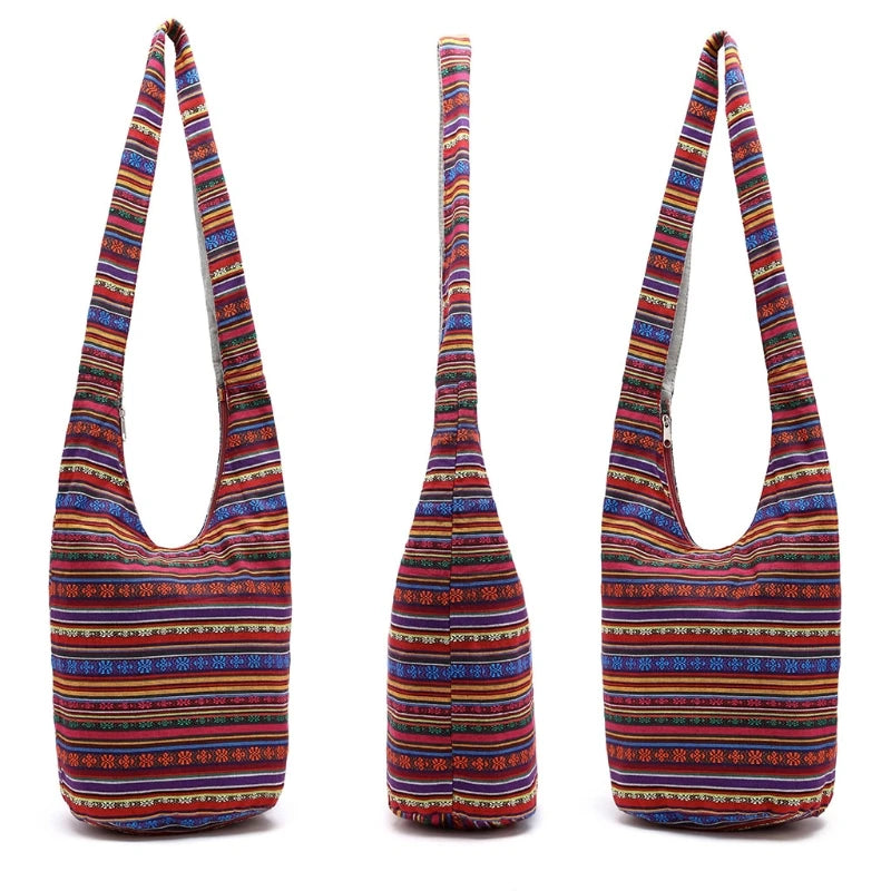 Women Ethnic Hippie Bucket Bag Fringe Large Tote Travel Bag