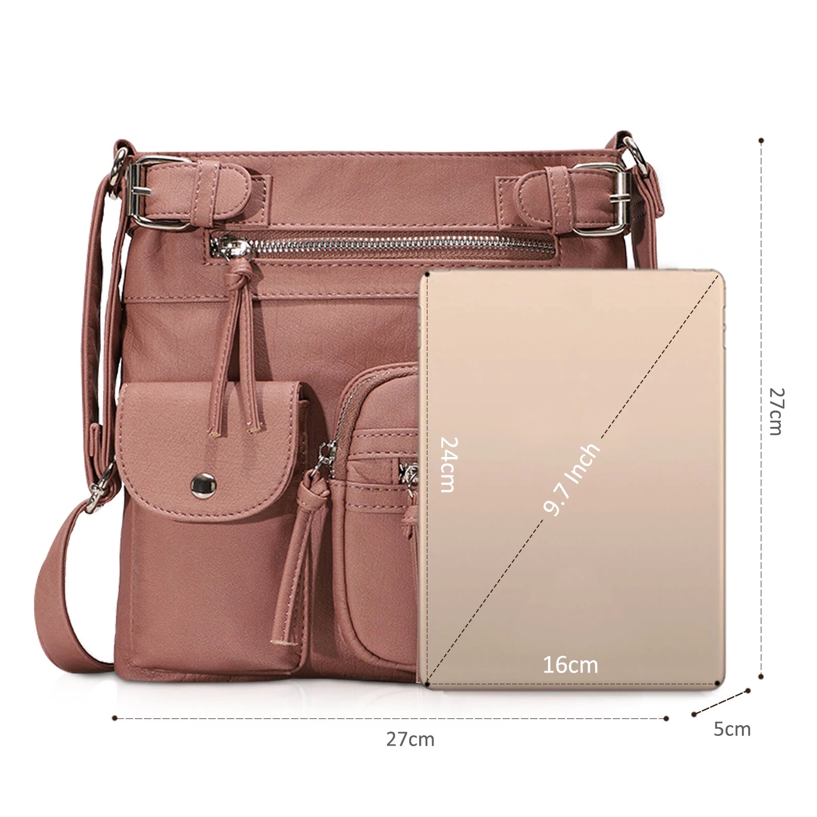 Women Pockets Handbag Ladies Crossbody Bag Casual Shoulder Bag Soft Leather Bags