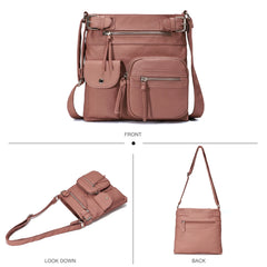Women Pockets Handbag Ladies Crossbody Bag Casual Shoulder Bag Soft Leather Bags