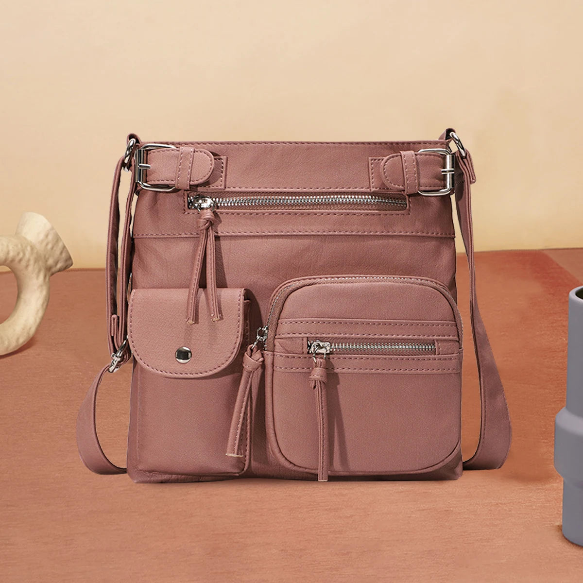 Women Pockets Handbag Ladies Crossbody Bag Casual Shoulder Bag Soft Leather Bags