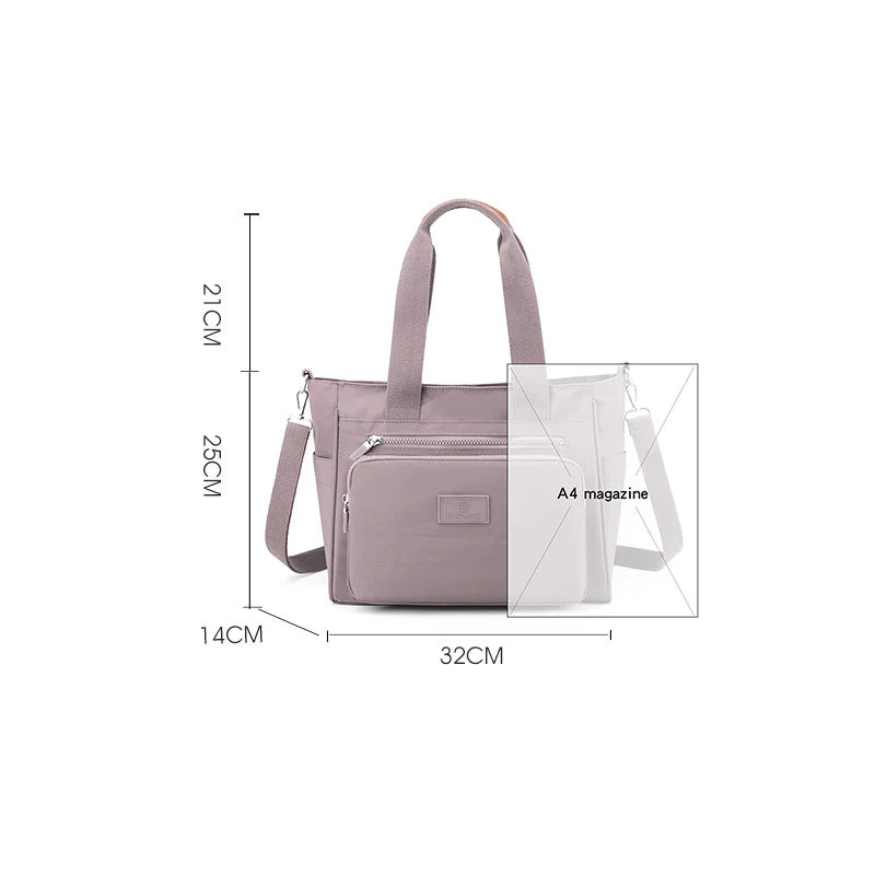 Women's Nylon Tote Bag Large Capacity Waterproof Travel Handbag