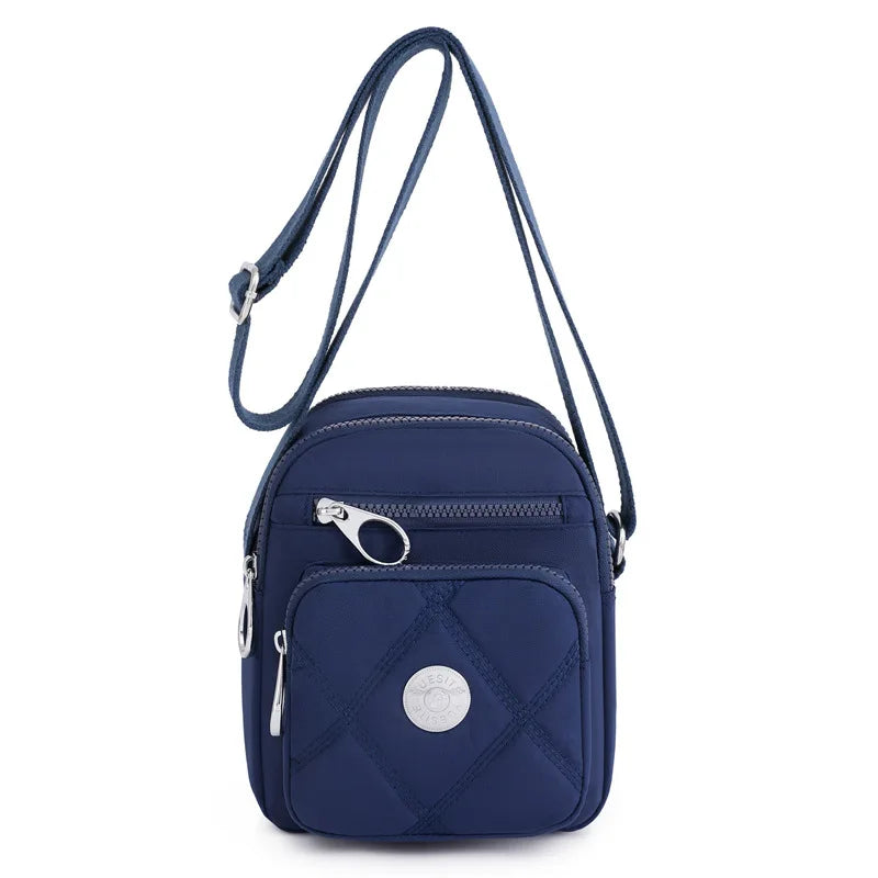 Plaid Crossbody Bag Nylon Shoulder Cell Phone Pouch Zipper Flap