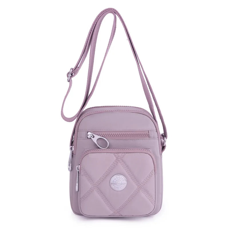 Plaid Crossbody Bag Nylon Shoulder Cell Phone Pouch Zipper Flap