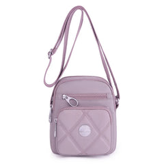 Plaid Crossbody Bag Nylon Shoulder Cell Phone Pouch Zipper Flap