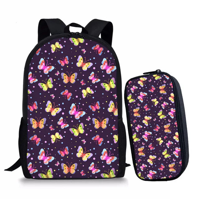 Girl Backpack Butterfly Schoolbags for Teenage Boys - 2pcs/set