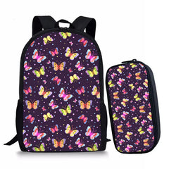 Girl Backpack Butterfly Schoolbags for Teenage Boys - 2pcs/set