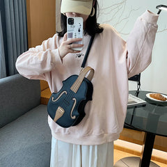 Vintage Violin Shoulder Crossbody Bag for Women Pu Leather Bag