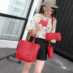 4Pcs Women Casual Zipper Handbag Shoulder Messenger Tote Purse Clutch