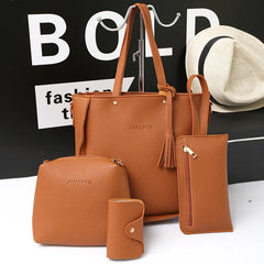 4Pcs Women Casual Zipper Handbag Shoulder Messenger Tote Purse Clutch