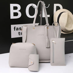 4Pcs Women Casual Zipper Handbag Shoulder Messenger Tote Purse Clutch