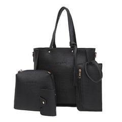 4Pcs Women Casual Zipper Handbag Shoulder Messenger Tote Purse Clutch