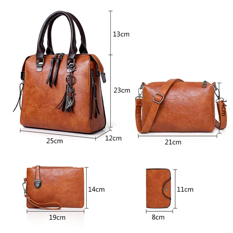 4pcs Women Composite Bags High Ladies Handbags Female PU Leather Shoulder