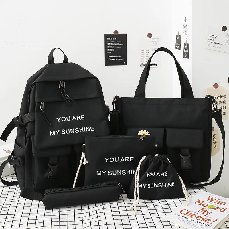 Canvas School Backpack for Teenage Girls Women Travel Student