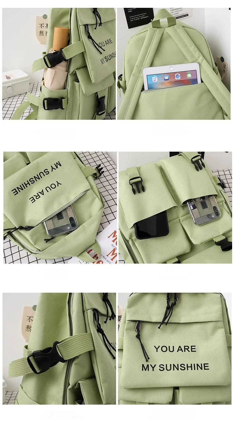 Canvas School Backpack for Teenage Girls Women Travel Student