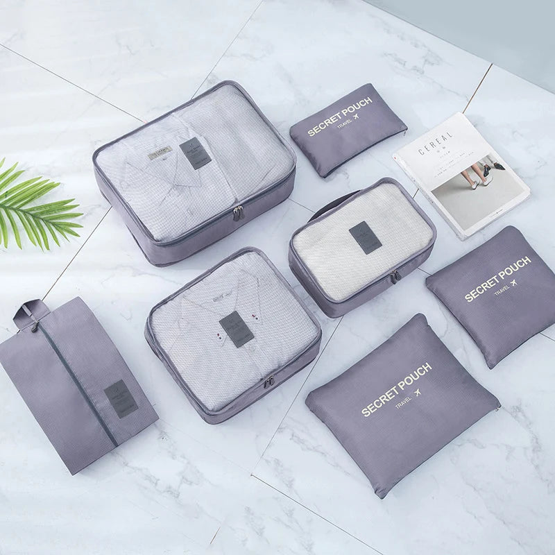 7PCS Travel Mesh Bags Organizer Clothes Cosmetics Makeup Home Shoes Underwear