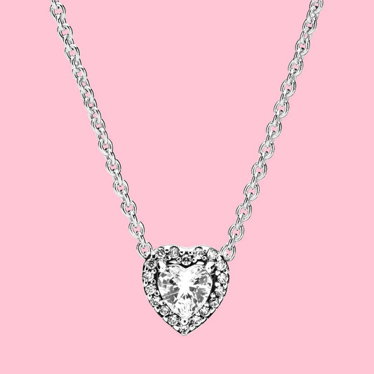 925 Silver Elevated Heart Necklace for Women Birthday Gift