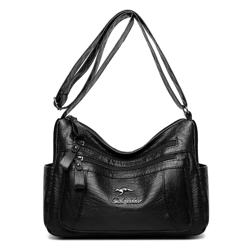 High Capacity Vintage Leather Women Shoulder Bag Crossbody Hobo