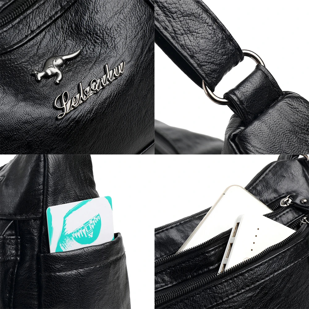 High Capacity Vintage Leather Women Shoulder Bag Crossbody Hobo