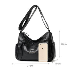 High Capacity Vintage Leather Women Shoulder Bag Crossbody Hobo