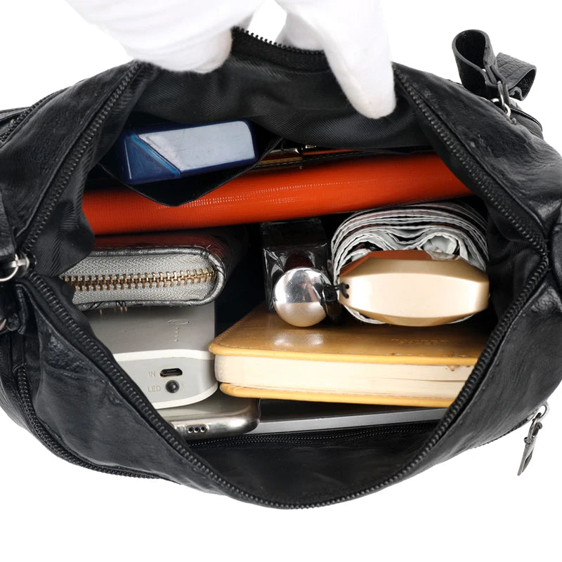 High Capacity Vintage Leather Women Shoulder Bag Crossbody Hobo