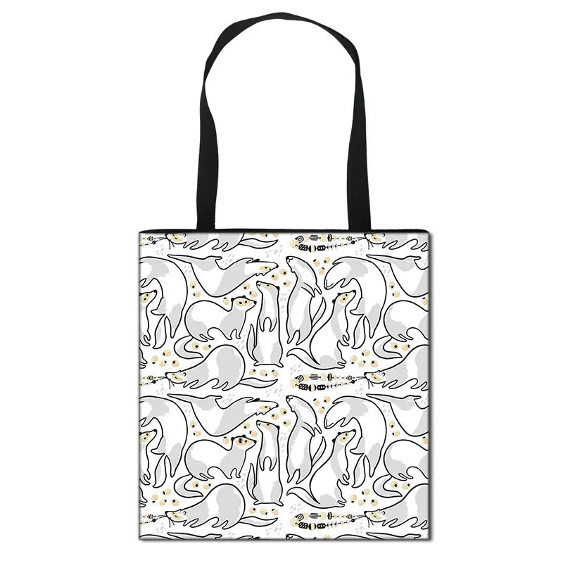Animal Print Shoulder Bag Alpaca Sloth Ferrets Eco Reusable Shopper