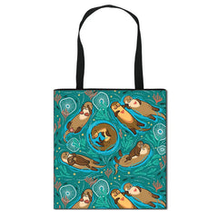 Animal Print Shoulder Bag Alpaca Sloth Ferrets Eco Reusable Shopper