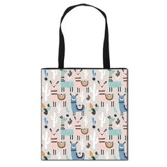 Animal Print Shoulder Bag Alpaca Sloth Ferrets Eco Reusable Shopper