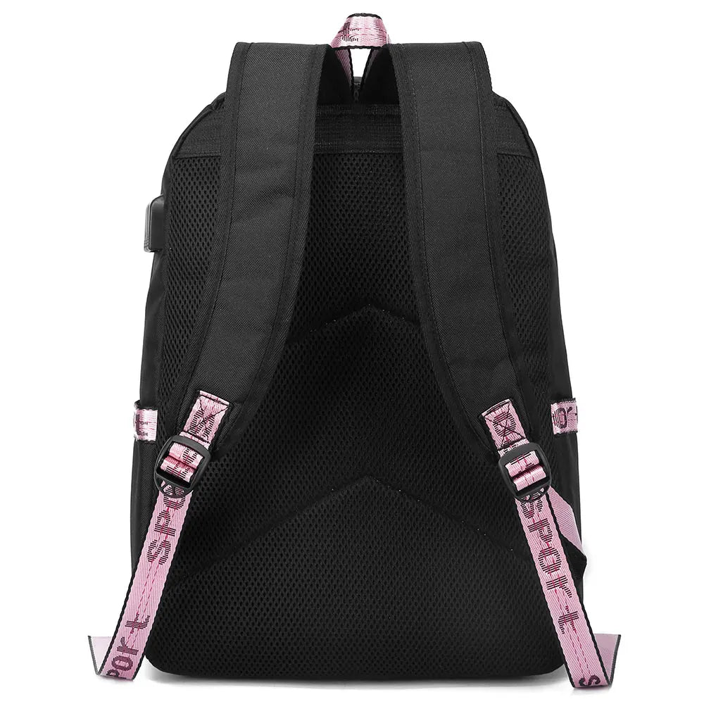 Anime Kakegurui USB Boys Girls Kids School Book Bags Women Backpack Canvas Men