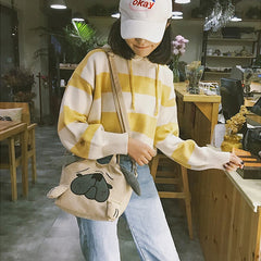 Pug Dog Corduroy Messenger Bag - Casual Travel Totes Shoulder Bags